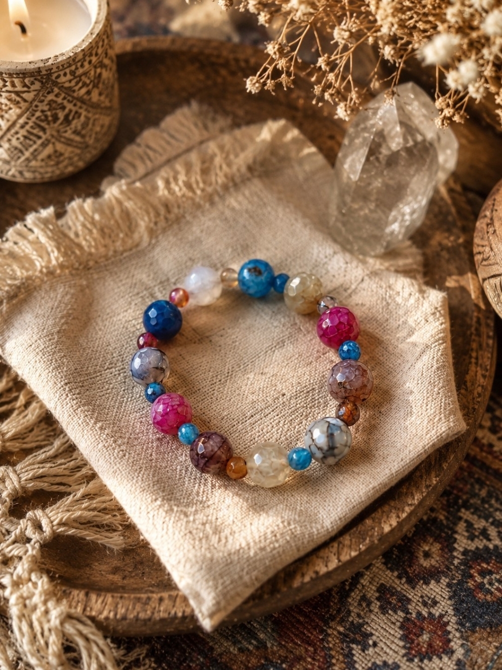 Multicolor Stretch Bracelet, Beaded Boho Jewelry, Classic, Timeless, Versatile